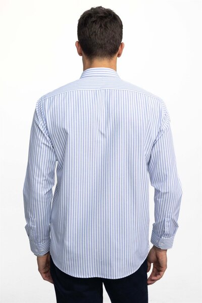 Tudors Κλασική Εφαρμογή Μακρυμάνικο Λεπτό ριγέ βαμβακερό γιακά ανδρικό πουκάμισο