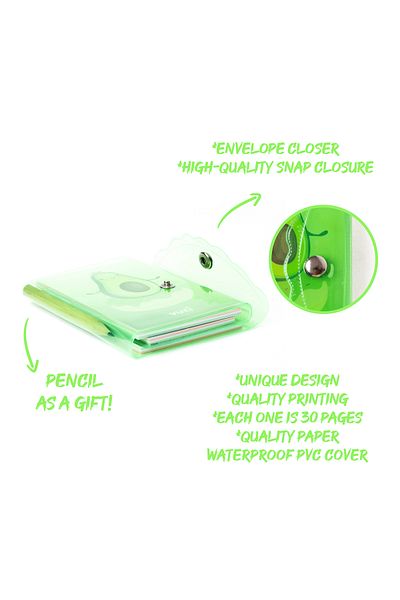 VUKİ Avocado Colored Covered Mini 3 Compartment Pen Notebook