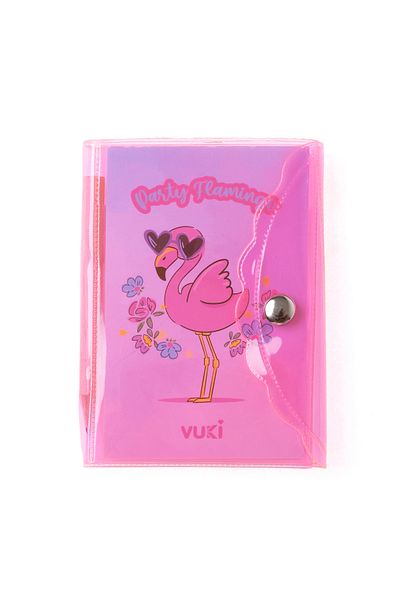 VUKİ Flamingo Πολύχρωμο Κάλυμμα Μίνι Σημειωματάριο 3 θέσεων με στυλό