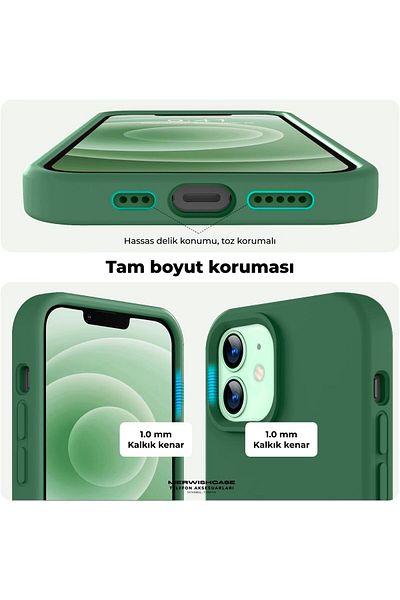 Merwish غطاء حماية من السيليكون متوافق مع هاتف Apple Iphone 13 وIphone 14 مع شعار مخملي باللون الأخضر الداكن