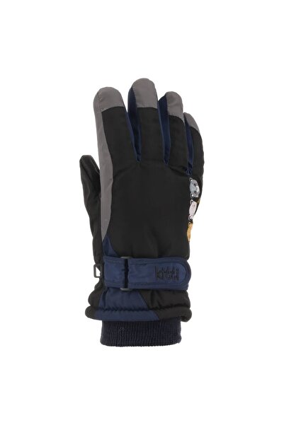 bebegen Чорні рукавички з ведмедиком для хлопчиків 4-8 років