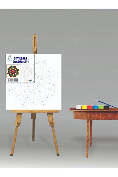 tuvval Sayılarla Boyama Seti Mandala 04  20x20 çocuk sayılarla boyama hobi tuval