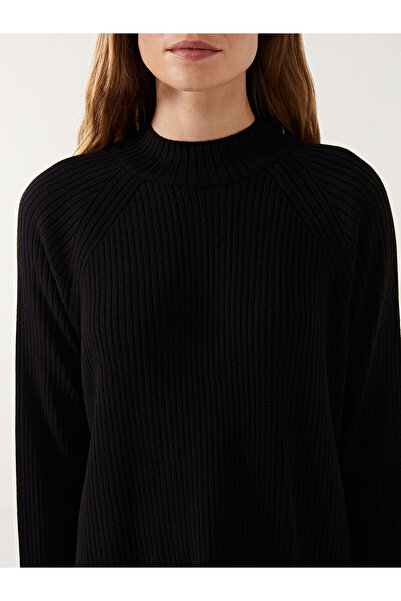 LC Waikiki Black Half Turtleneck Oversize Women's Knitwear Sweater