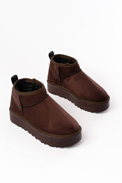 infon shoes creation NDR-2850 Коричневі замшеві з хутром всередині зимові закриті жіночі тапочки