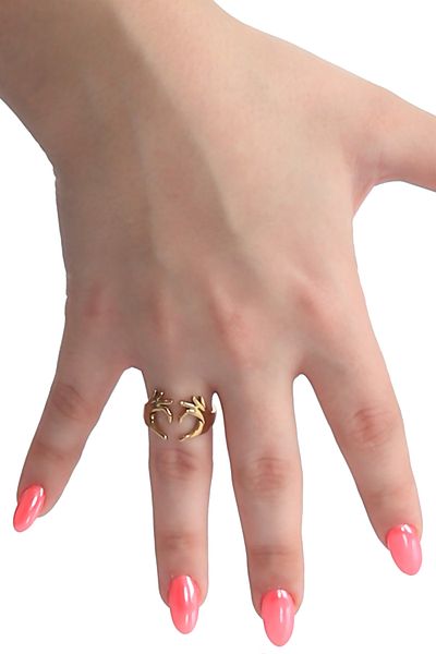 LABALABA Women's Lacquered Double Hand Heart - Love Ring