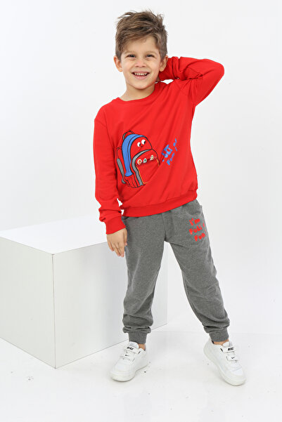 Toontoy Boy's Text Printed Tracksuit Set with Bag