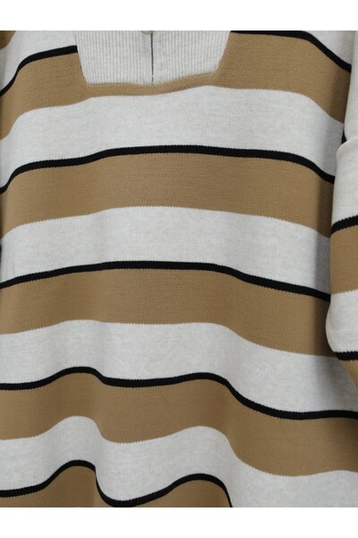 Modamorfo تونيك تريكو عالي الجودة - نصف سحاب، لون حجري