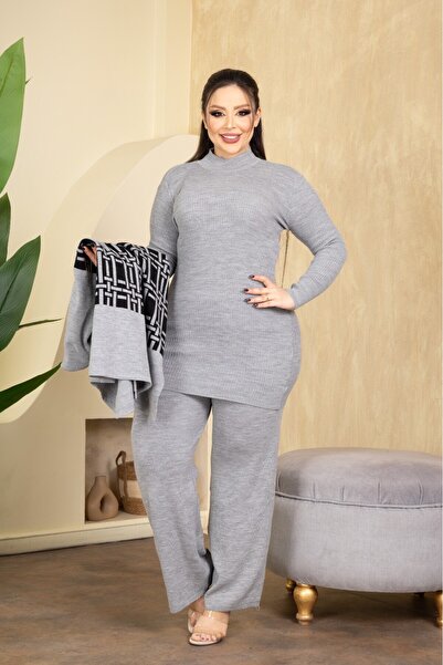 Online طقم ملابس تريكو مكون من 3 قطع مع سروال بادي بخصر مطاطي