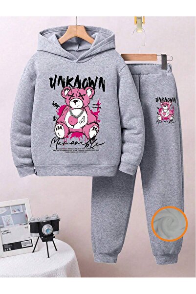 Eritqaa Σετ παιδικής φόρμας για κορίτσια Bear με στάμπα Oversize