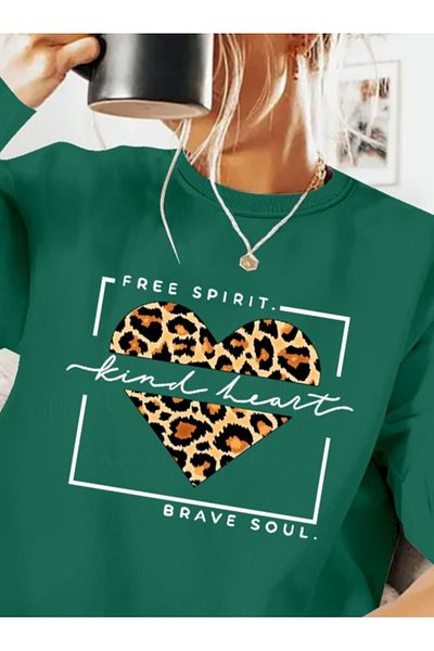 Bay Şapkacı Silky Women's Long Sleeve Crew Neck Patterned Viscose Two Thread Blouse