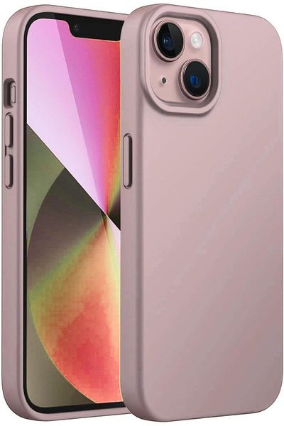 Merwish غطاء حماية من السيليكون متوافق مع هاتف Apple Iphone 13 وIphone 14 مع شعار مخملي باللون الرملي الوردي
