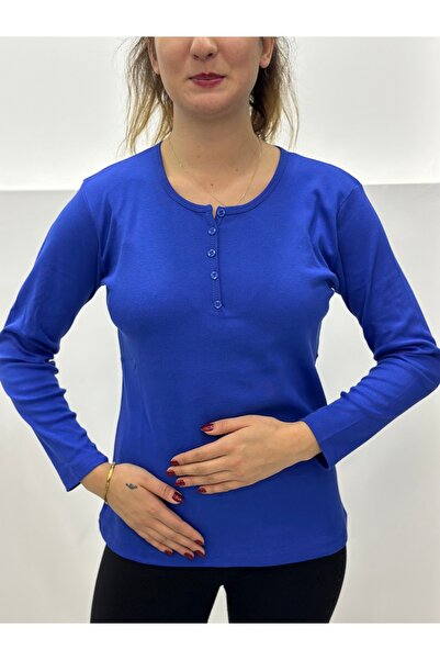 YNSGİYİM Yns Kadın Pamuklu Ribana %100 T-shırt Bluz Uzun Kollu