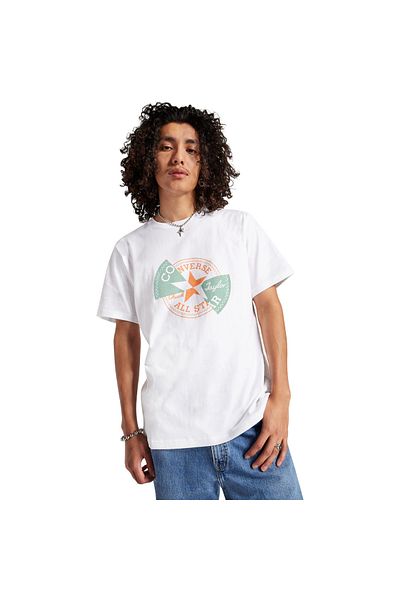 converse T-shirt Converse Con T-shirt M Chuck Patch Distort Tee, Λευκό, Ανδρικό