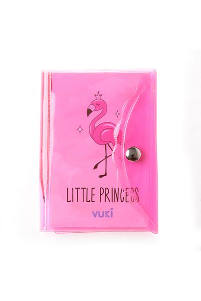 VUKİ Caiet cu stilou cu 3 compartimente mini cu copertă colorată Flamingo