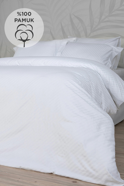 İşbir Yatak Milano Shine Beyaz (240 TC) Çift Kişilik Pamuk Saten Nevresim Takımı