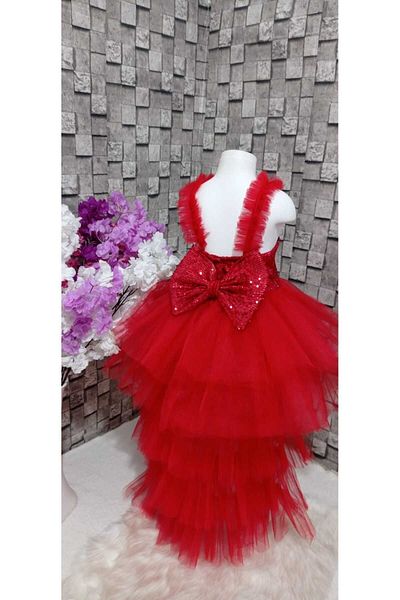 BOZTAŞ BEBE Evening dress with tail, sequins & back details & graduation dress