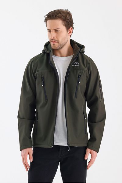 B.HE.Z Ανδρικό παλτό Softshell Khaki - Αφαιρούμενο φερμουάρ, κουκούλα φλις, αδιάβροχο