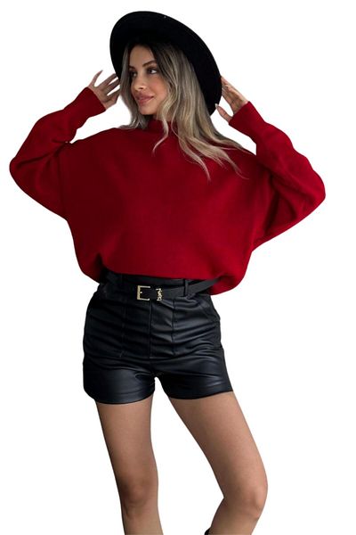 Moda Amore Pulover de damă din tricotaje - Mărime standard Jumătate cu gât țesut Culoare uni 108