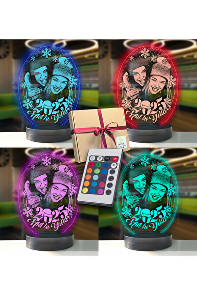 Genel Markalar Yılbaşına Özel Renkli Resimli Oval 3D Gece Lambası, Sıcak Atmo...