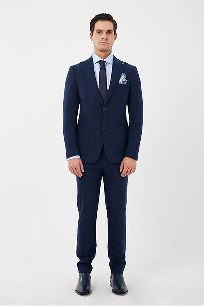 ACTUAL Costum în carouri pentru bărbați 4067-02 bleumarin