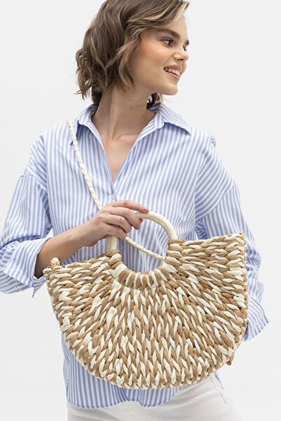 SEÇ KUNDURA Geantă de mână din paie SEÇ HSR1171 bej-camel