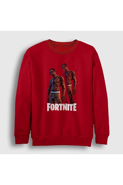 Presmono Унисекс червен суитшърт Travis Scott Fortnite