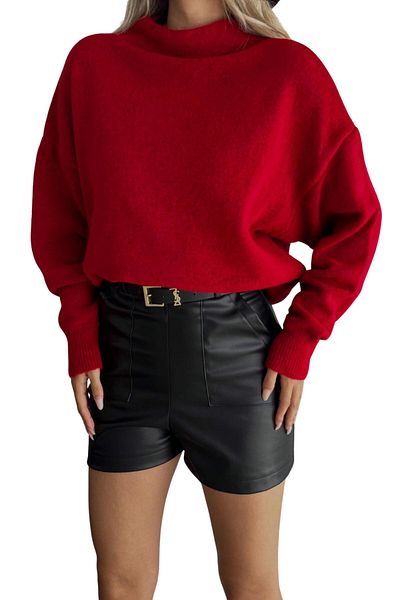 Moda Amore Pulover de damă din tricotaje - Mărime standard Jumătate cu gât țesut Culoare uni 108