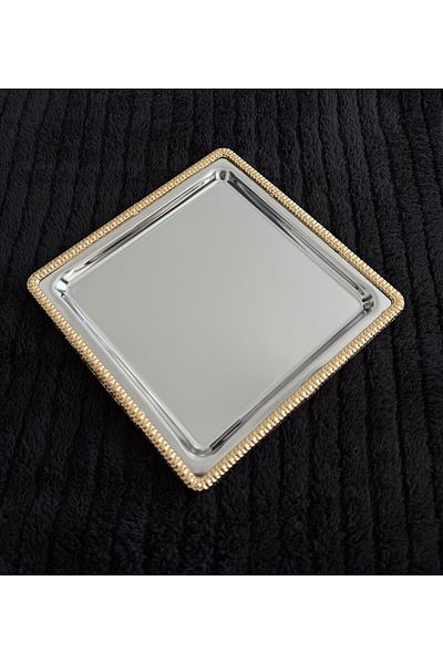 atabey home collection 6 قطع صينية للقهوة والشاي والعرض بإطار فضي وذهبي