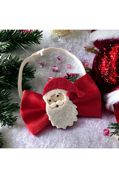 By G Tasarım Christmas Santa Claus Figured Children's Satin Bow Tie