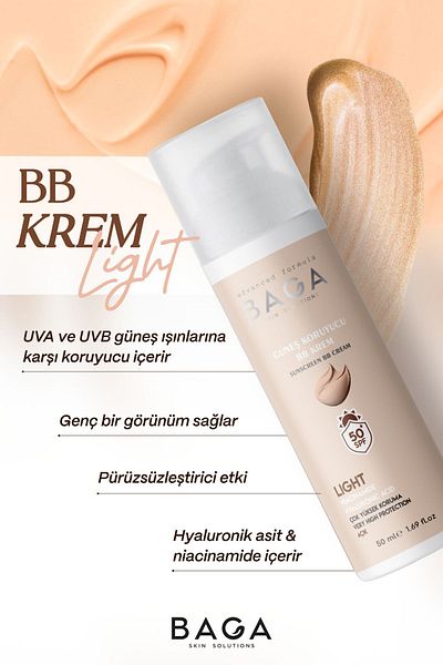Baga 50+Spf Bb Cream Helps Prevent Light Blemish Formation, Provides Brightness and Vitality