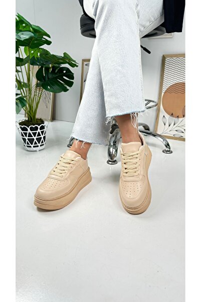 Allyup Dnevne ženske nude bež Patike vezane Lagan debele potplate Elastično P...