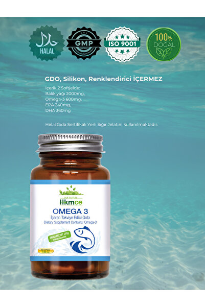 NaturalHekimce Omega 3 - 60 Kapsül 1000 Mg Balık Yağı Epa Dha - Natural Hekimce