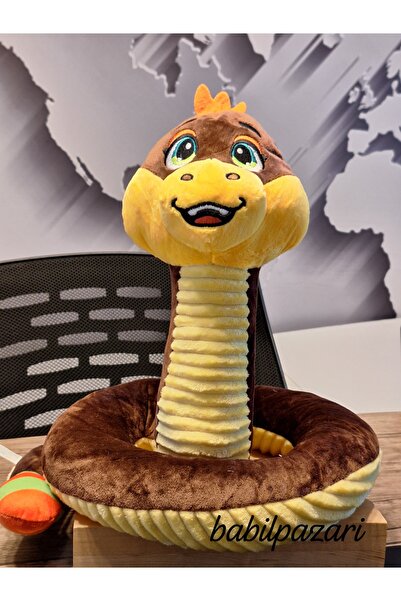 halley pof peluş oyuncak fabrikası Sevimli Gülen Yılan Peluş (Gri Renk 95cM)