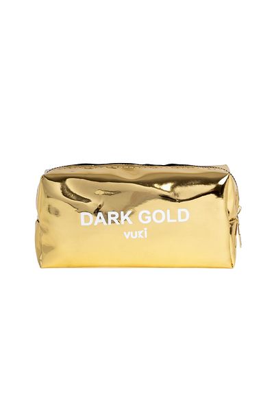 VUKİ Dark Gold Mirrored Zippered Pencil Case & Makeup Bag
