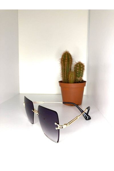 Atlas Accessory Women's Square Crystal Cut Sunglasses Vintage