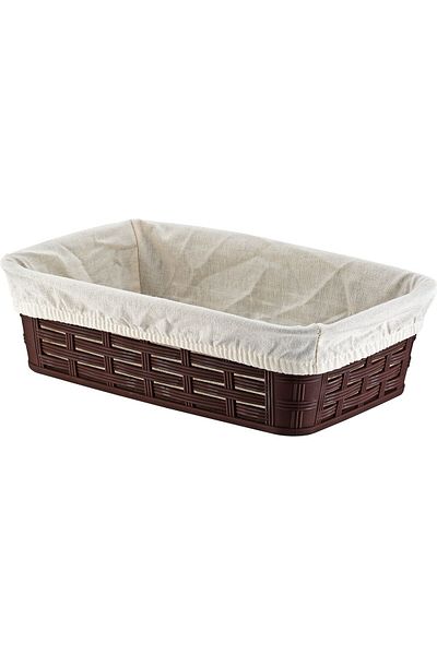 Bora Plastik Wicker Patterned Bo668 Model Bread Basket - Cornered