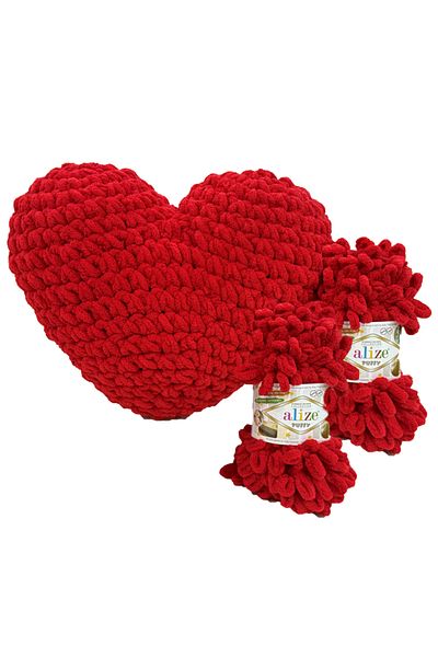 Alize 2 Puffy 1060 Black and 200 Gr. Bead Fiber Set - Heart Pillow Material