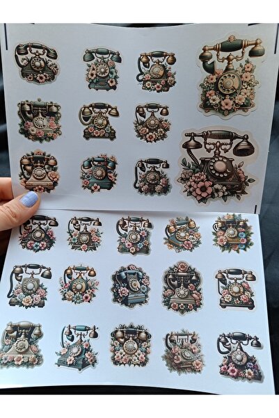 Pink Swan Craft Set vintage cvetnih nalepnica za telefon, bullet journal, pla...