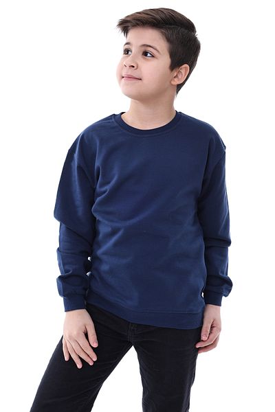 ZUZUNGA Hanorac unisex de bază pentru copii, cu gât crew, 3-10 ani, bleumarin