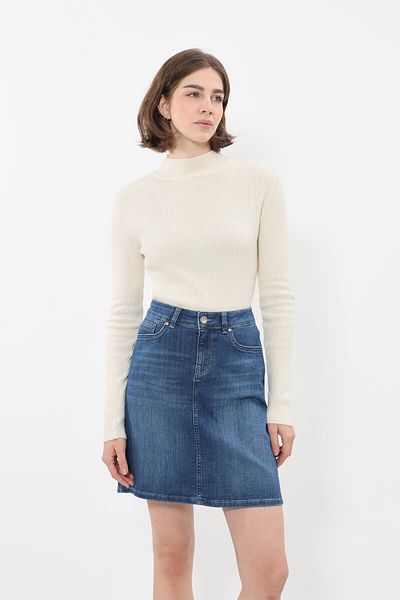 Bluewhite Fusta Jeans de damă - peste genunchi alb și portocaliu