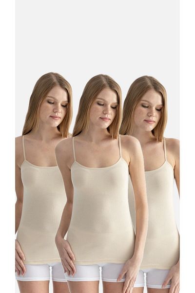 Lunamiratto Basic String Strap Cotton Women's Undershirt - Ten Lycra Economical Set of 3
