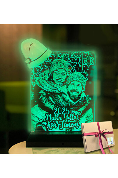 hediye-ci Yılbaşı Hediyesi Kişiye Özel Resimli Noel Baba Şapkalı 3d Led Gece ...