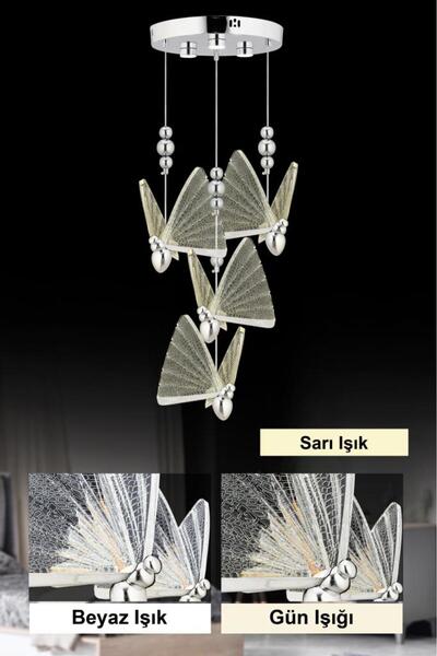 İstanbul Avize İstanbul Avize İpek 4'lü Gümüş Ledli 3 Renk Modern Led Avize