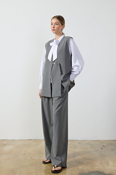 Birgül Bektaş Gray Wide Leg Pants