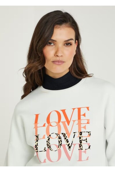 Kübra Tekstil Hanorac imprimat Love pentru damă Kt01899