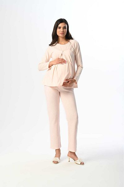 Marilyn Club Long Sleeve Maternity-Pregnancy Pajamas Set with Dressing Gown Set of 3