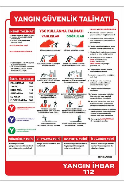 Pass Pano علامات التحذير "تعليمات السلامة من الحرائق" 30 × 40 سم لوح PVC