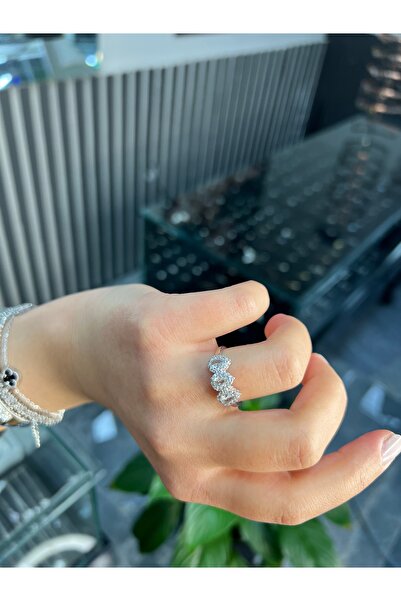 925Silver 3 taşlı damla yüzük