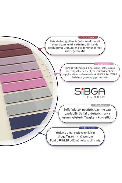 sibga tasarım ورق ملاحظات ملون شفاف - 200 ورقة من ملصقات المرجعية
