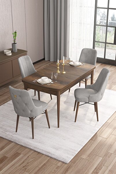 Canisa Concept Are Serisi 80x132 Açılabilir Mdf Barok Ahşap Desenli Masa Takı...